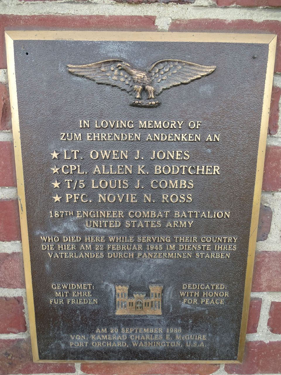 Memorial Plaque In Holland